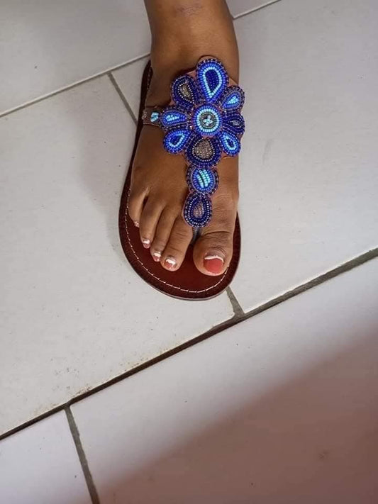 Sandale Massai Levina floral en cuir véritable