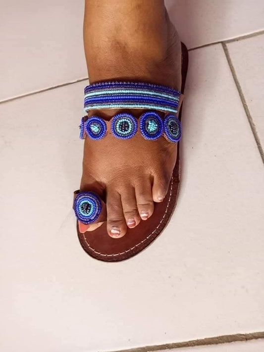 Sandale Massai Levina en cuir véritable